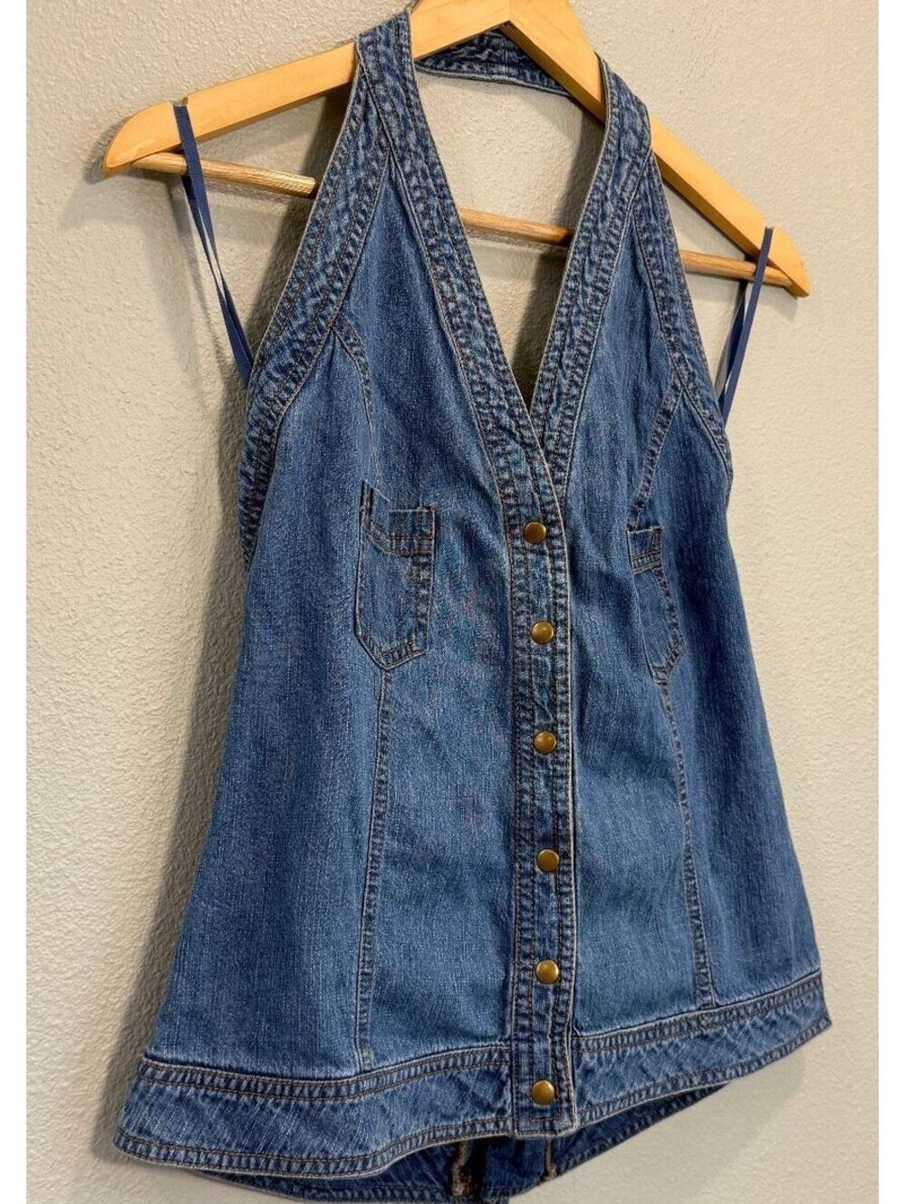 Vintage Faded Glory Denim Halter Top - Women's Large - Picture 3 of 8